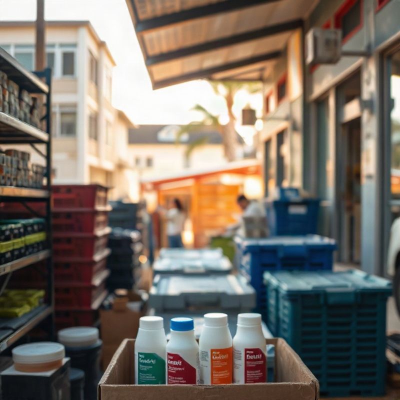 Pessoa da equipe organizando produtos de manutenção leve em prateleira